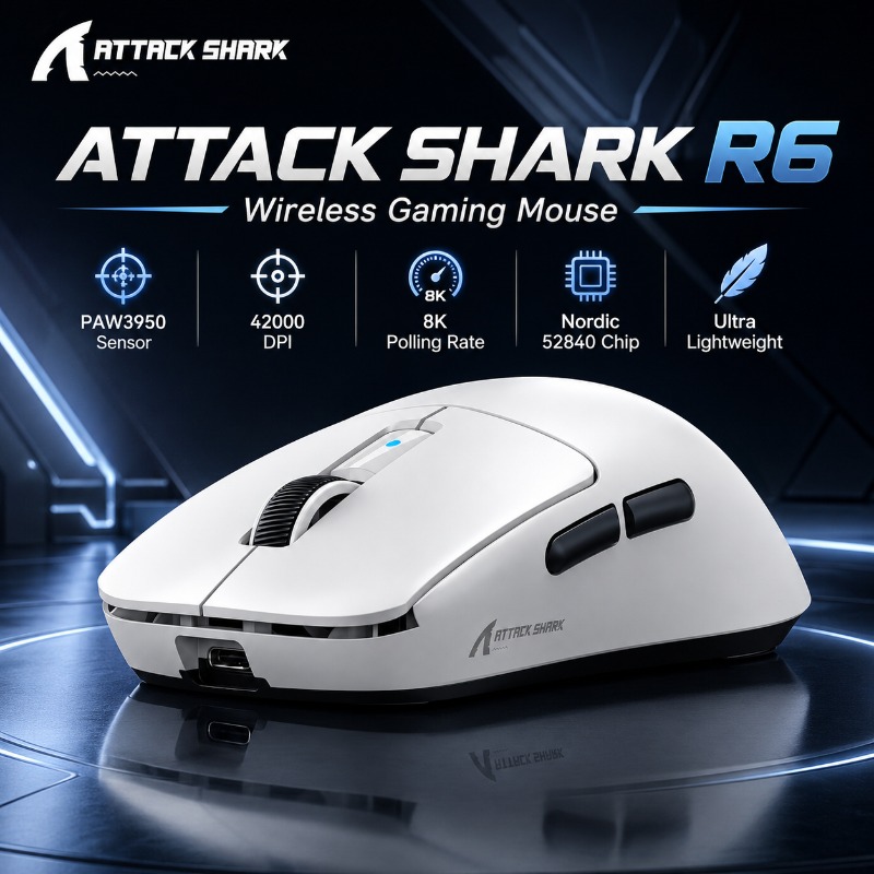 ATTACK SHARK R6 Ergonomic Wire - Pc Gaming X3D recension och pris