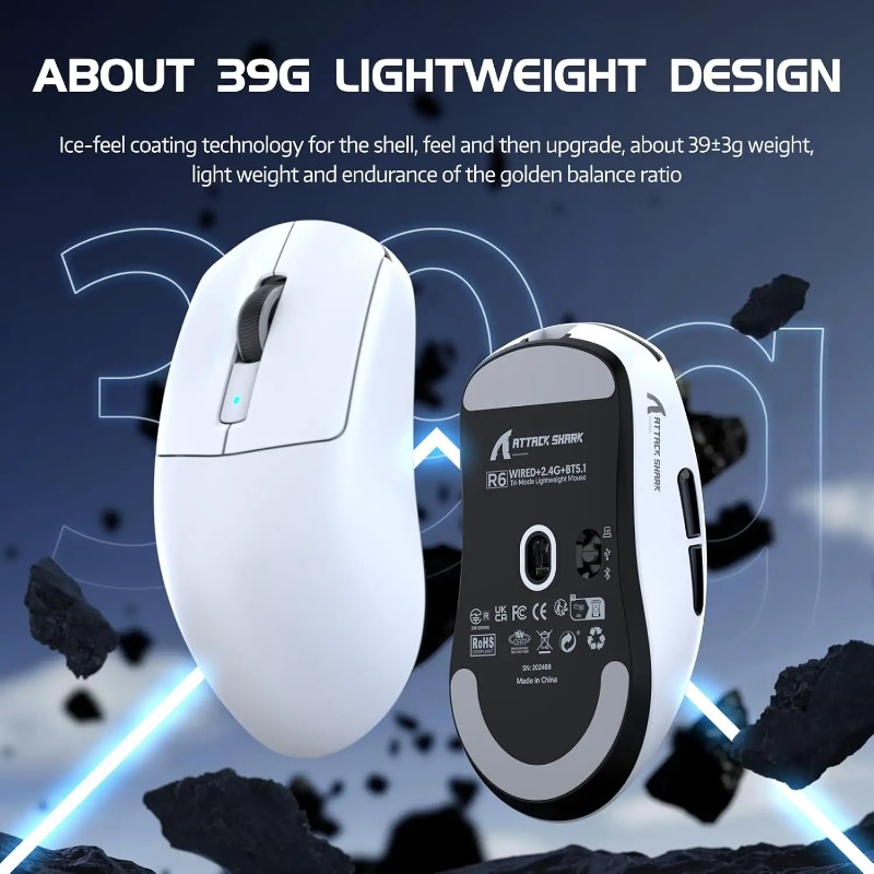 ATTACK SHARK R6 Ergonomic Wire - Pc Gaming X3D recension och pris