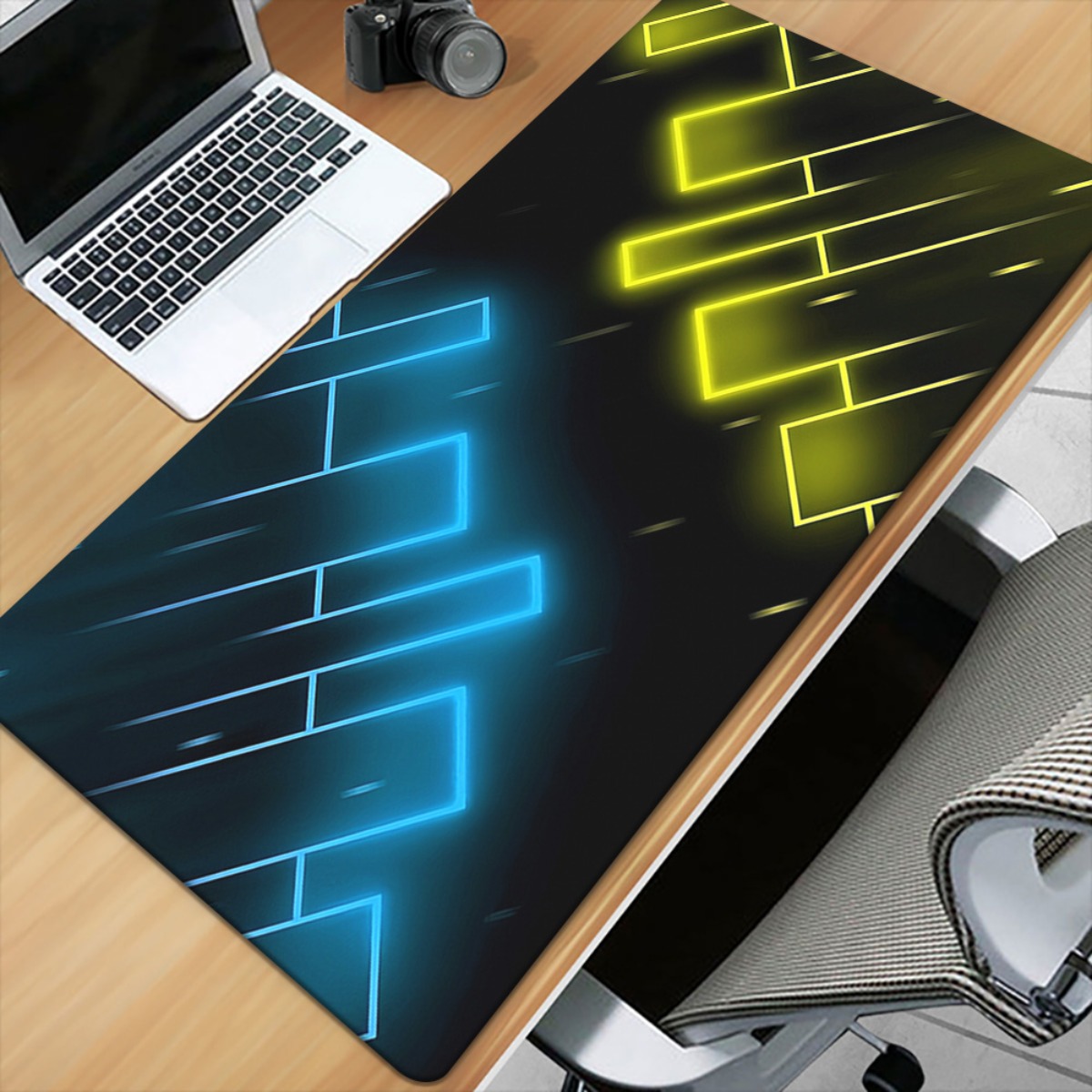 Neon Blue Yellow Abstract Gami - Pc Gaming Yellow recension och pris