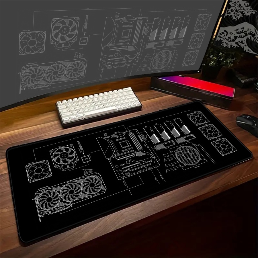 XXL desk mats Black Blue Yello - Pc Gaming Yellow recension och pris