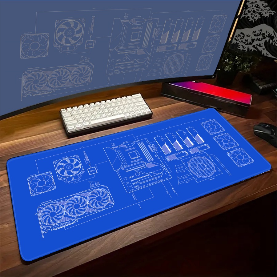 XXL desk mats Black Blue Yello - Pc Gaming Yellow recension och pris